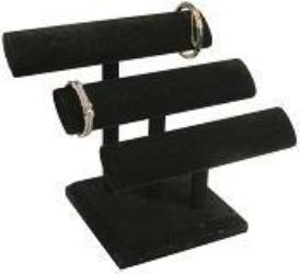 Black T-Bar style watch or bracelet holder with three oval bars