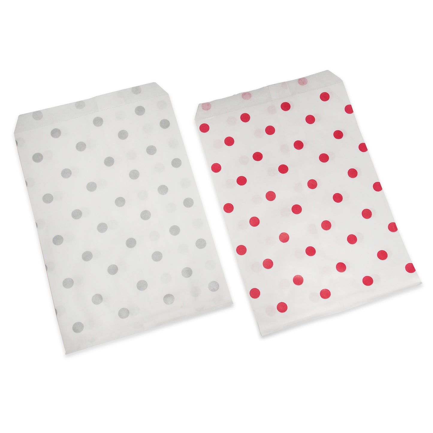 Polka Dot Flat Paper Bags -100Bags/Pack- Multiple Sizes/Colors