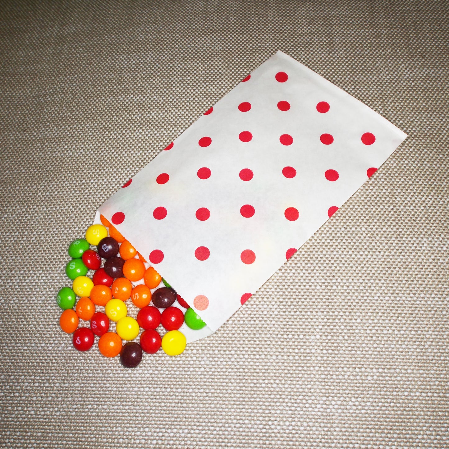 Polka Dot Flat Paper Bags -100Bags/Pack- Multiple Sizes/Colors