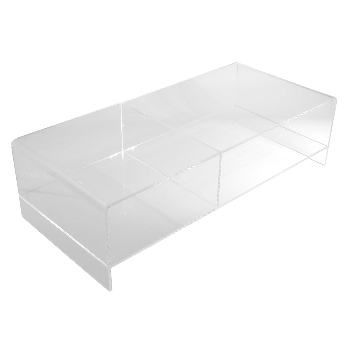 5.5" High - 5mm-thick Acrylic Glass Elevated Computer Monitor Stand w/Divider - Qty 1