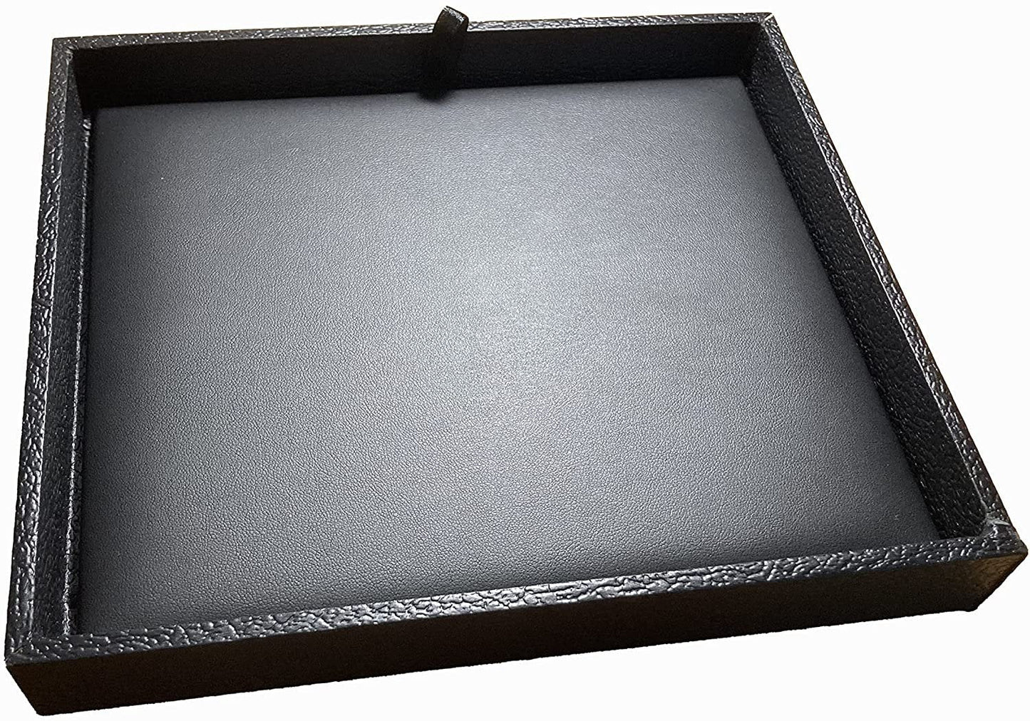 Black Leatherette Deluxe Dice Tray with Padded Insert and Colored Burlap Pouch - For RPG / Tabletop / DnD / Dice Rolling