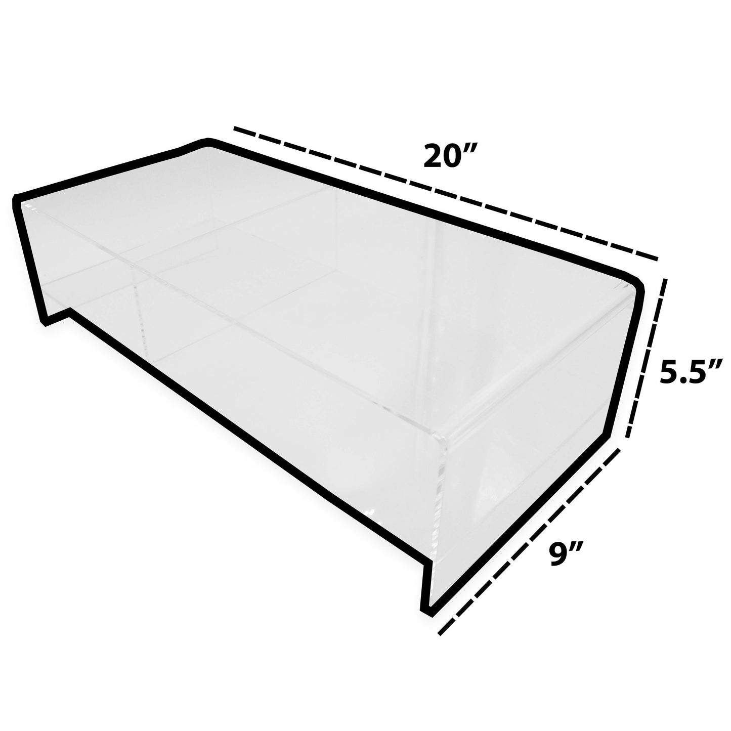 5.5" High - 5mm-thick Acrylic Glass Elevated Computer Monitor Stand w/Divider - Qty 1