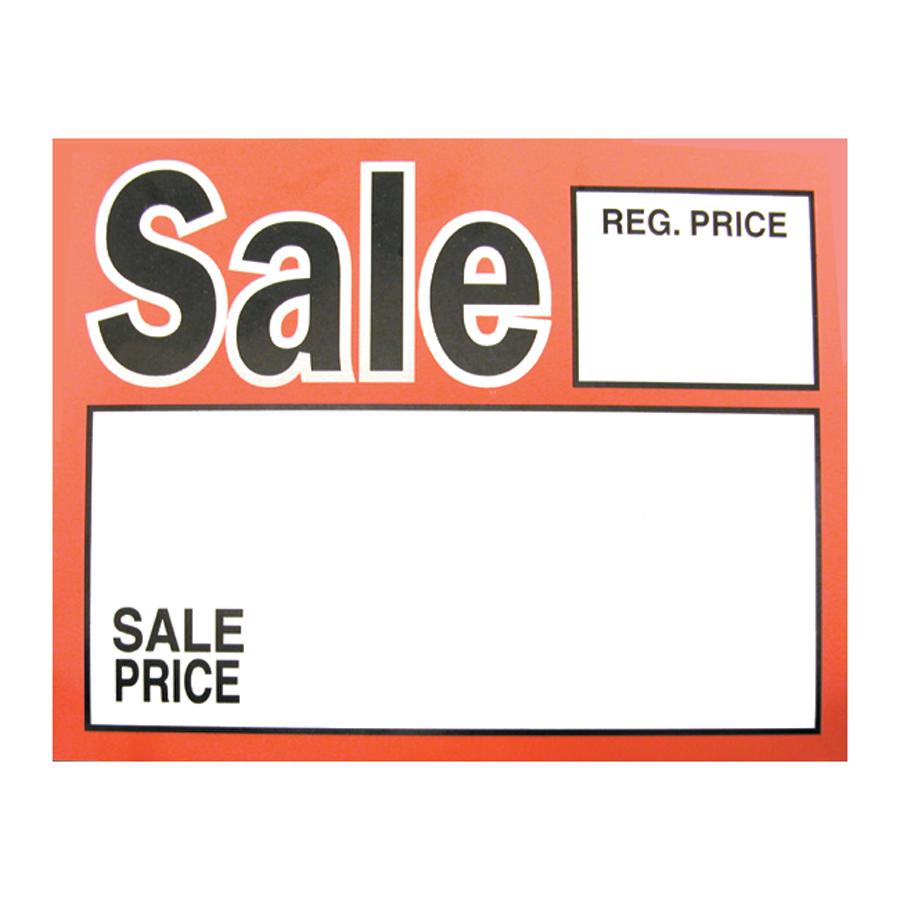 Large Paper "Sale Reg.Price Sale Price" Store Message Signs (50Pcs/Pack)- 7"W x 5 1/2"L